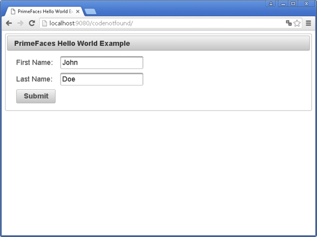 jsf primefaces websphere application server hello world example