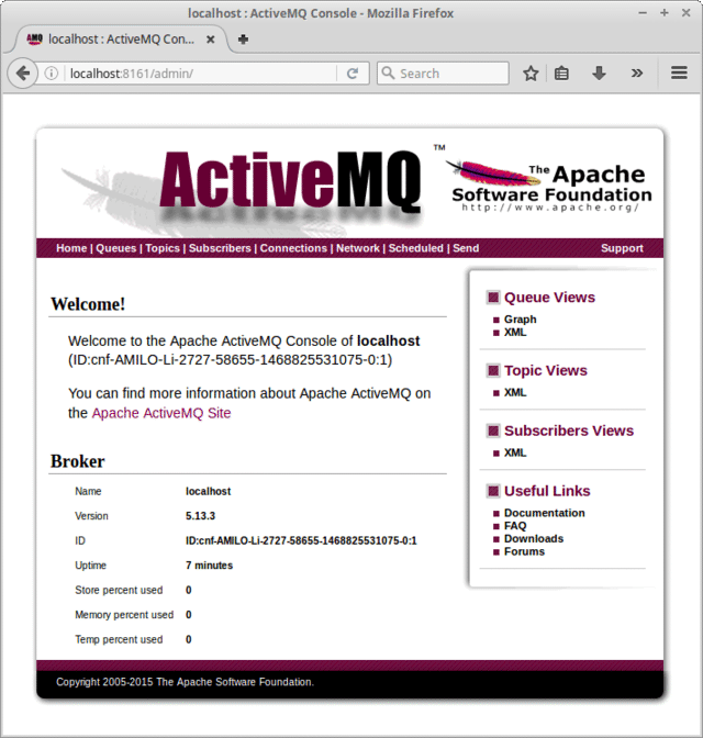 apache activemq console welcome