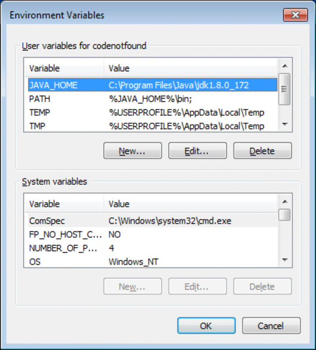 environment variables