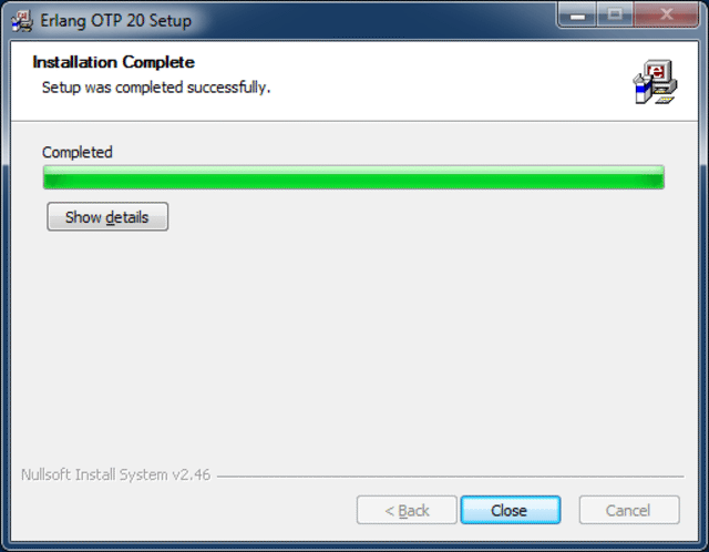 erlang installer finish