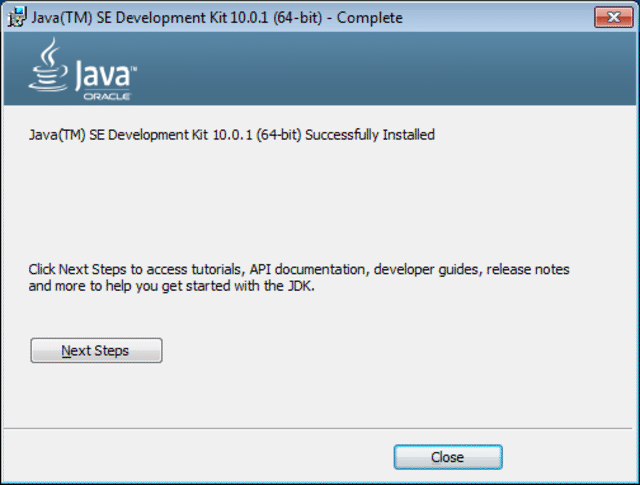 java 10 installer finish