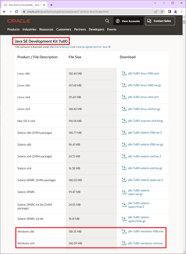 jdk 7 oracle download link