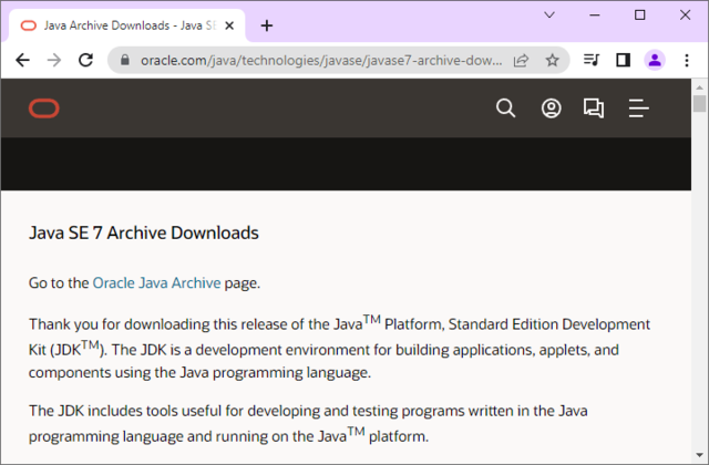 jdk 7 oracle download page