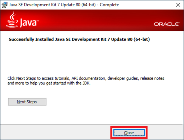 jdk 7 oracle installer finish