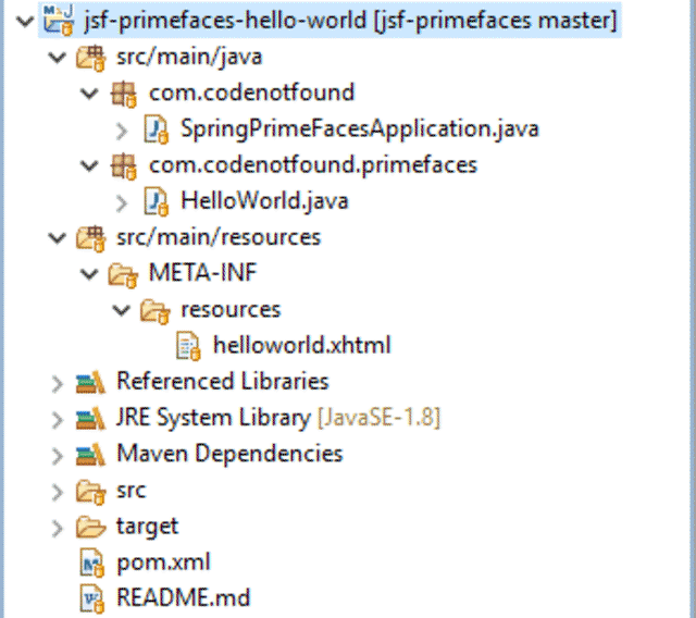 jsf primefaces hello world maven project