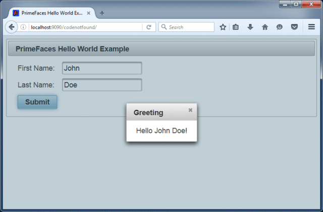 jsf primefaces jetty hello world example greeting