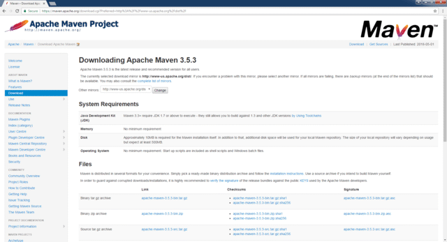 maven 3.5 download page