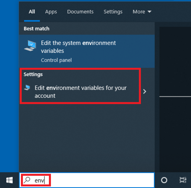 windows edit environment variables for your account