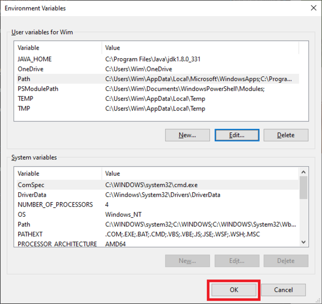 windows environment variables jdk 7 config